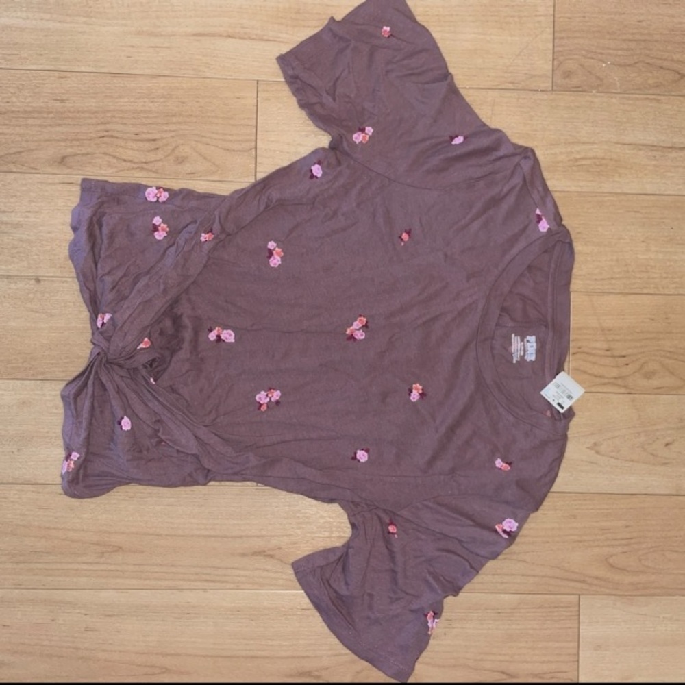 Mauve Crop Top Floral T-Shirts
